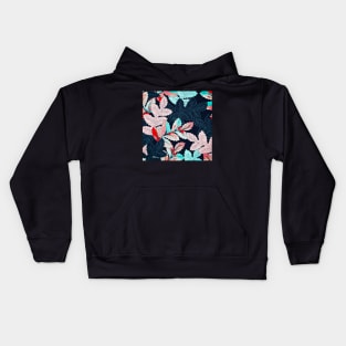 Bright Blue and Pink Branch Pattern Kids Hoodie